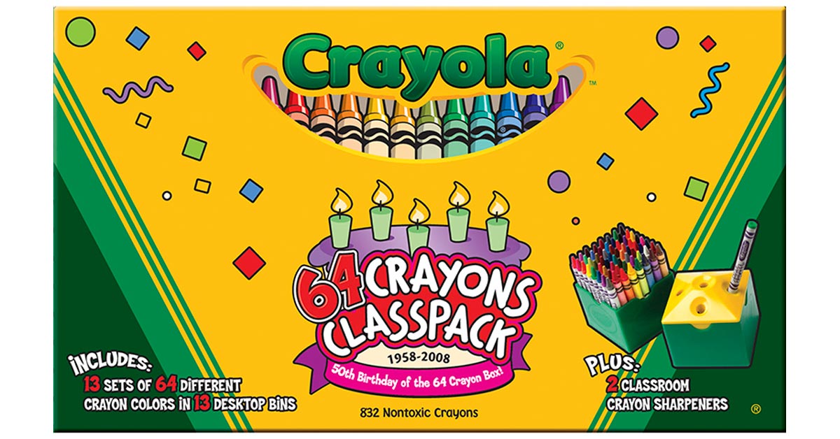 Crayon Classpack, Reg Size, 64 Colors, Pack of 832