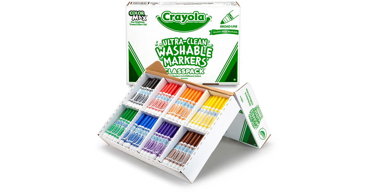 Crayola Washable Poster Markers, Broad Chisel Tip, Assorted Colors