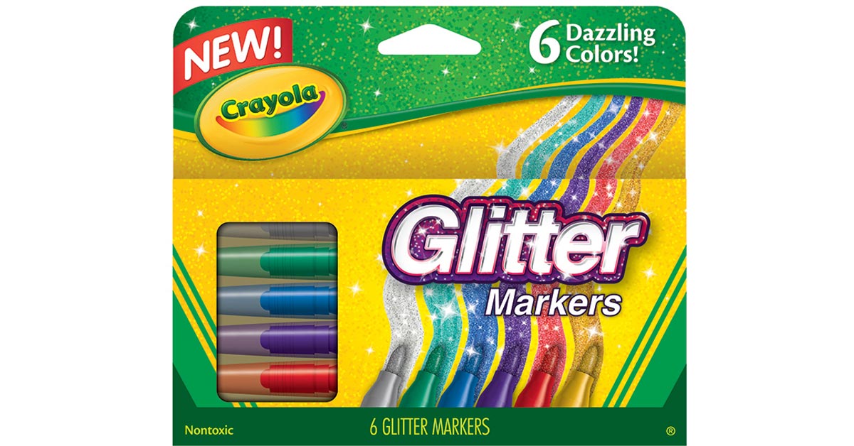  BIN588168SP  Crayola Glitter Markers, 6 Pack