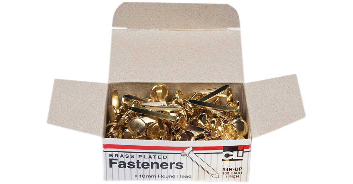 Fasteners, Round Head, Brass Plated, 1 Inch Shank, 10 mm Head, Box of ...