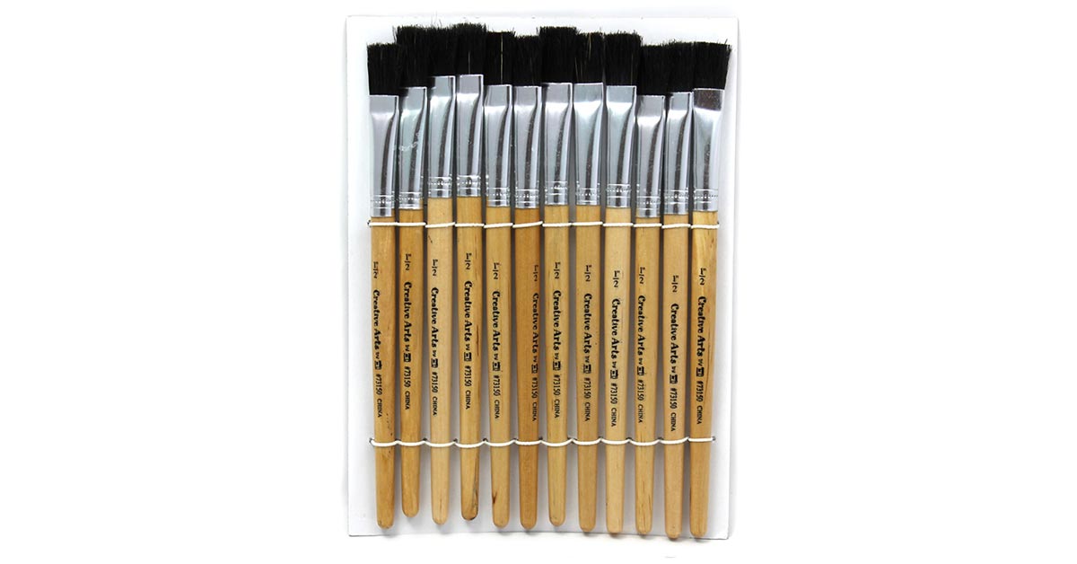 Flat Tip Easel Paint Brushes, Short Stubby Handle, 0.50 Inch, Natural  Handles, Black Bristles, 12/Pack - CHL73150, Charles Leonard