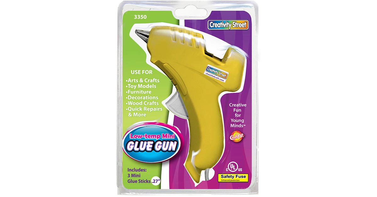 Low-Temp Mini Glue Gun, Yellow, 5.5 x 4, 1 Glue Gun + 3 Glue