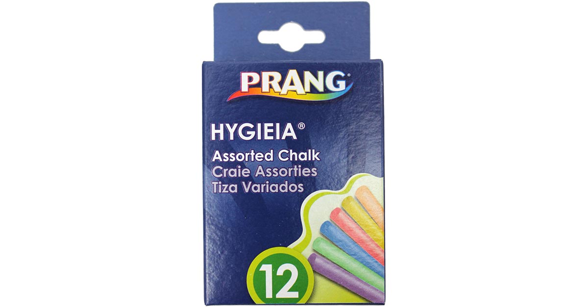 Hygieia Dustless Board Chalk, 3.25 x 0.38 Diameter, Assorted, 12/Box -  Office Express Office Products