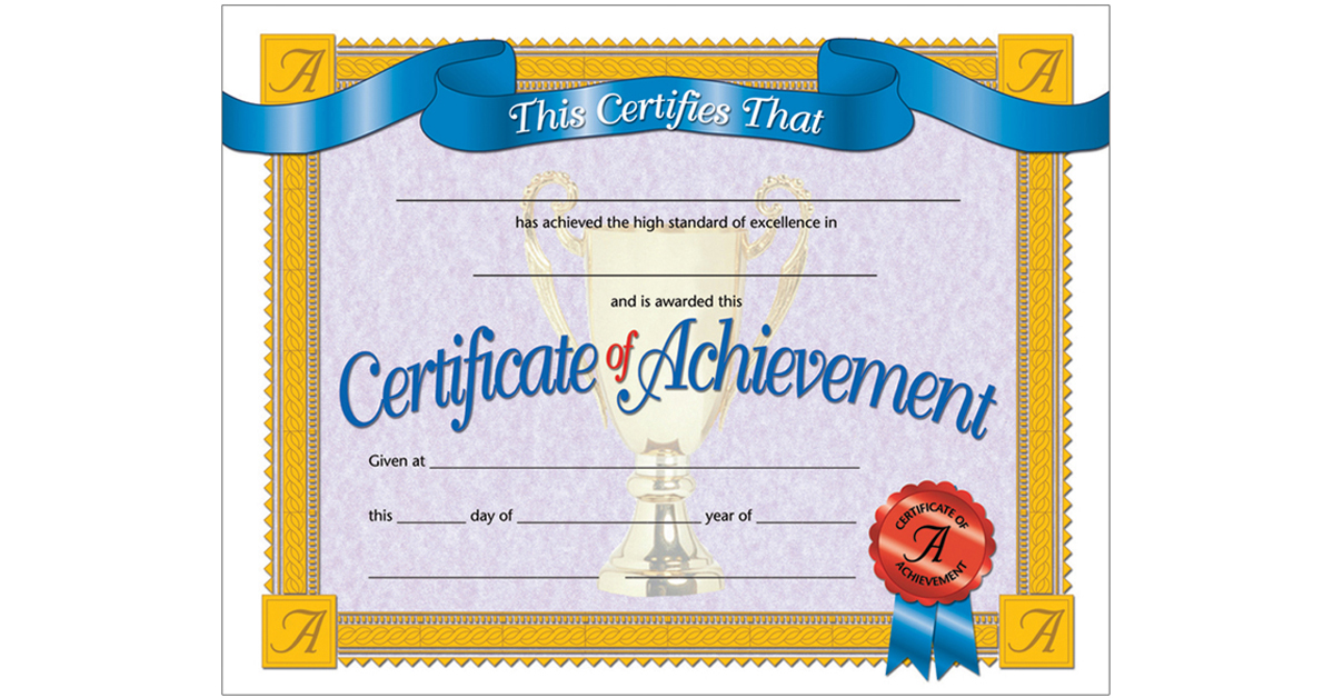 Certificate of Achievement, 8.5