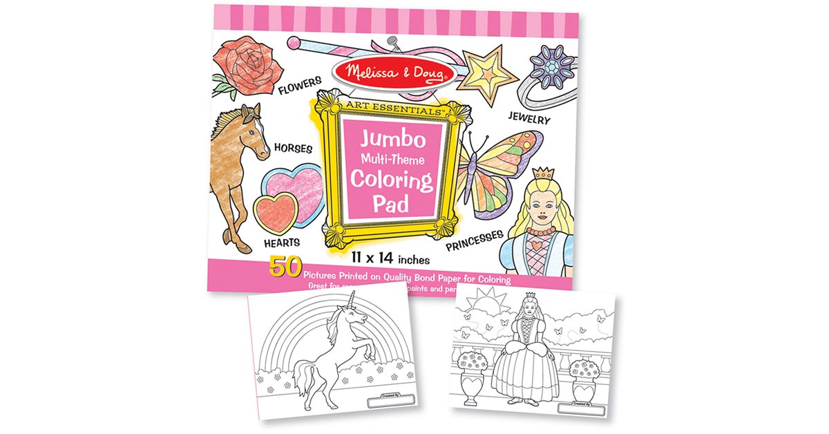 Jumbo Coloring Pad- Multi-Theme 50 Sheets 11 x 14 New Sealed by Melissa &  Doug