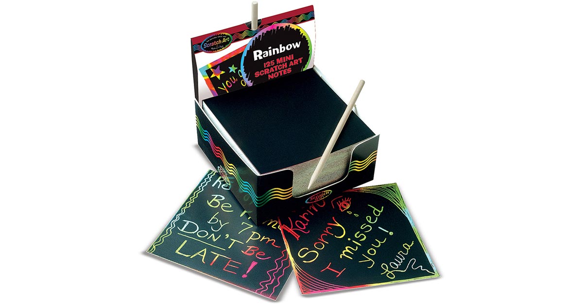 Omlopp Scratch Art Notes 200 Sheets Rainbow Mini Notes With Wooden Stylus 