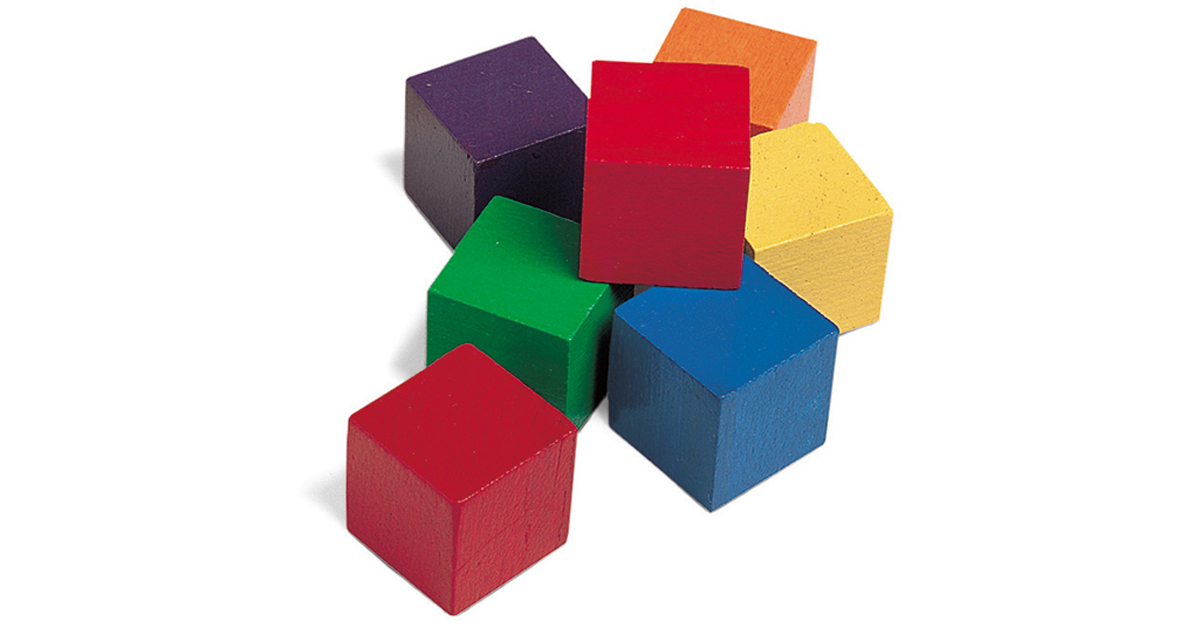 Wooden Assorted Color Cubes with Jar - 102 Pieces