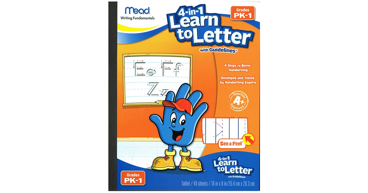 40 sheets  Grades PK-1 New Mead® Learn to Letter Primary Writing Tablet 