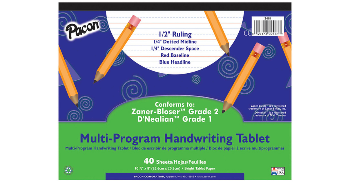 School Smart Zaner-Bloser Handwriting Paper, 10-1/2 x 8 Inches, Grade K,  500 Sheets 