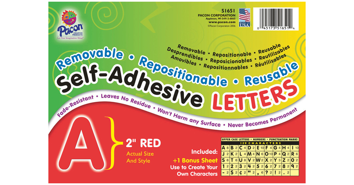 Self-Adhesive Letters, Red, Puffy Font, 2