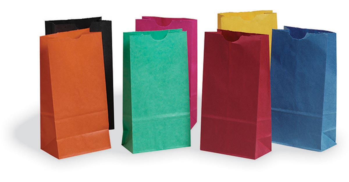 Mini Kraft Bag, Assorted Bright Colors, 4.125 x 2.625 x 8, 28