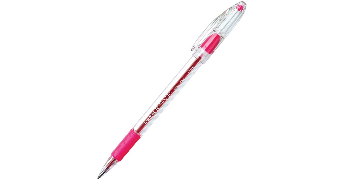 Pentel R.S.V.P. Ballpoint Pen, Fine Point, Pink - PENBK90P