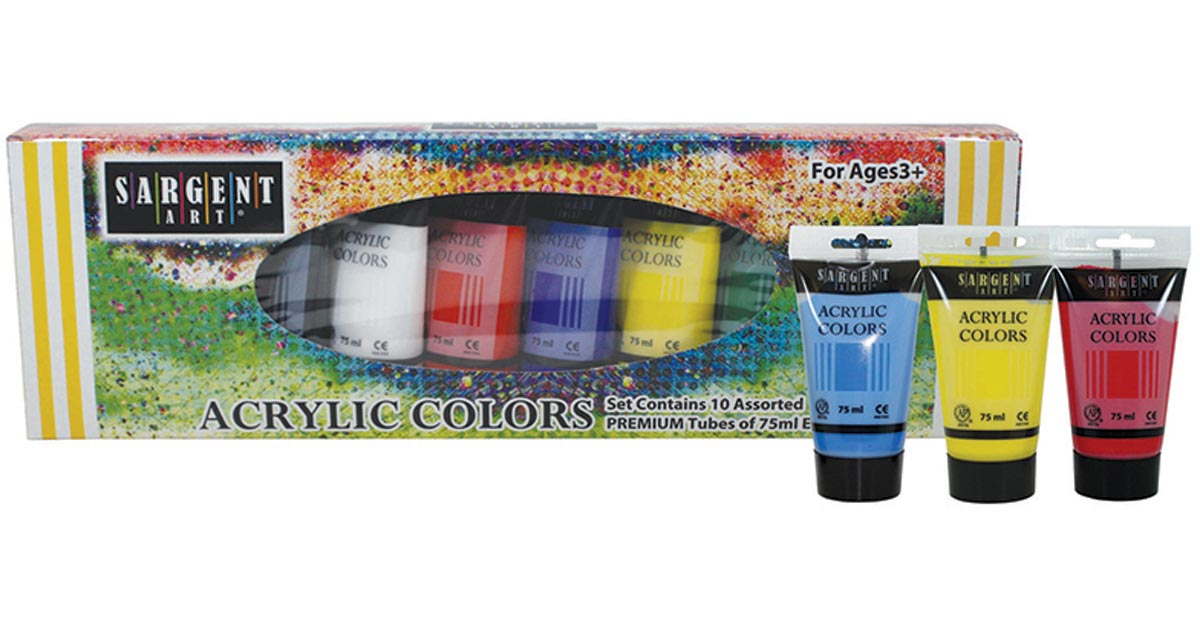 Acrylic Paint Tubes, 75 mL, Assorted Colors, 10 Count - SAR230299, Sargent  Art Inc.