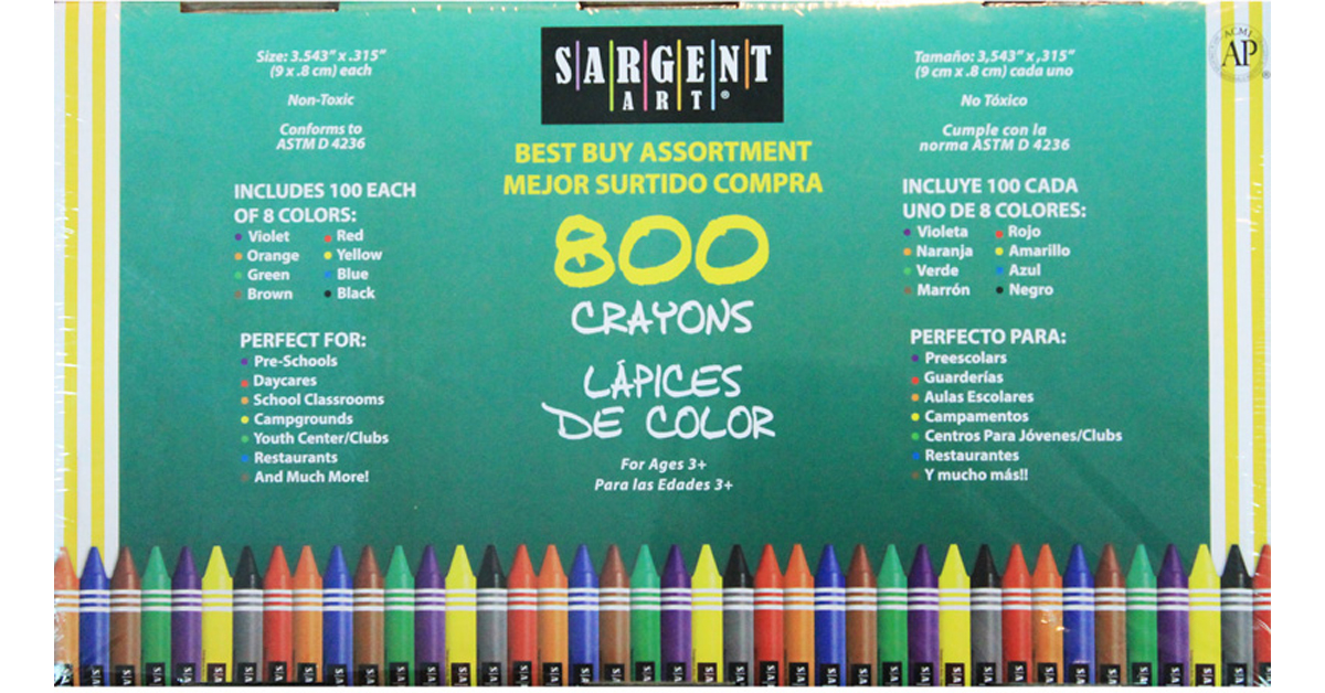 Standard Size Crayons Best-Buy Assortment, 8 Colors, 800 Count