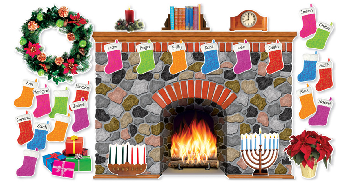 Holiday Hearth Bulletin Board Set by Scholastic.