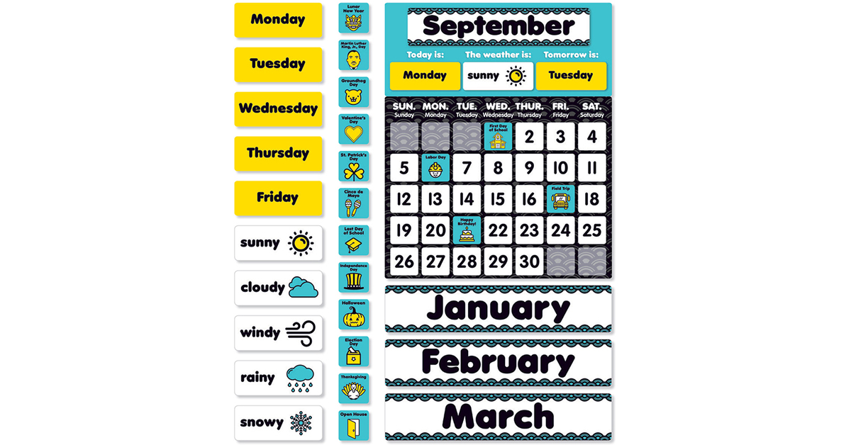 Aqua Oasis Calendar Bulletin Board SC823621 Scholastic Teaching