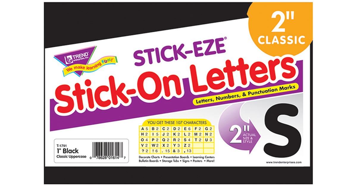 Trend Enterprises 1 STICK-EZE® Stick-On Letters