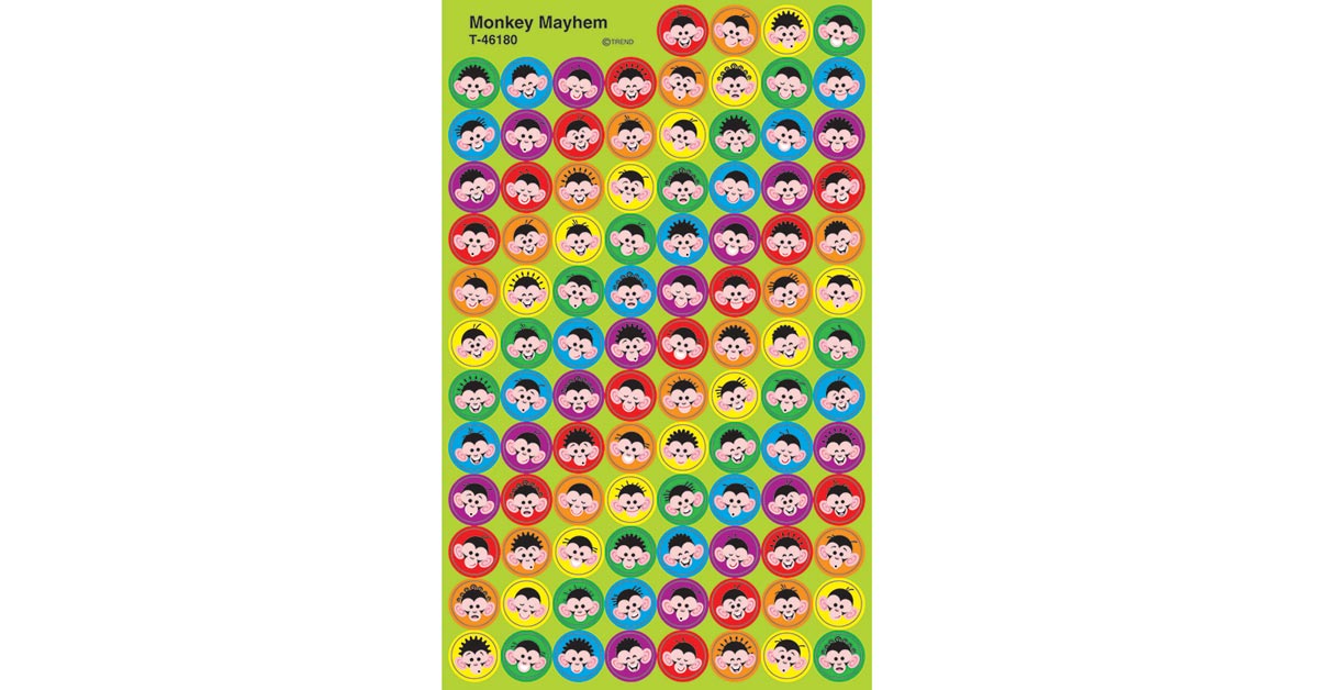 Trend Enterprises Inc Monkey Mayhem superSpots Stickers 800 Ct for sale online 