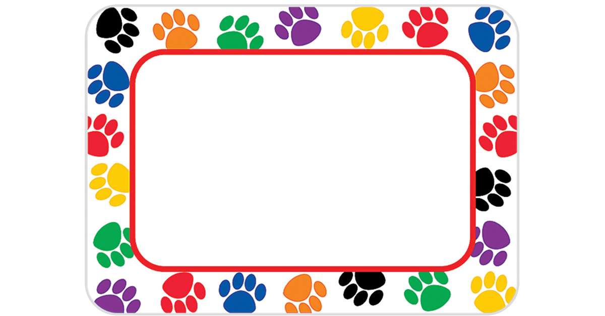Colorful Paw Prints Name Tags, Pack of 36 - TCR5168 | Teacher Created ...