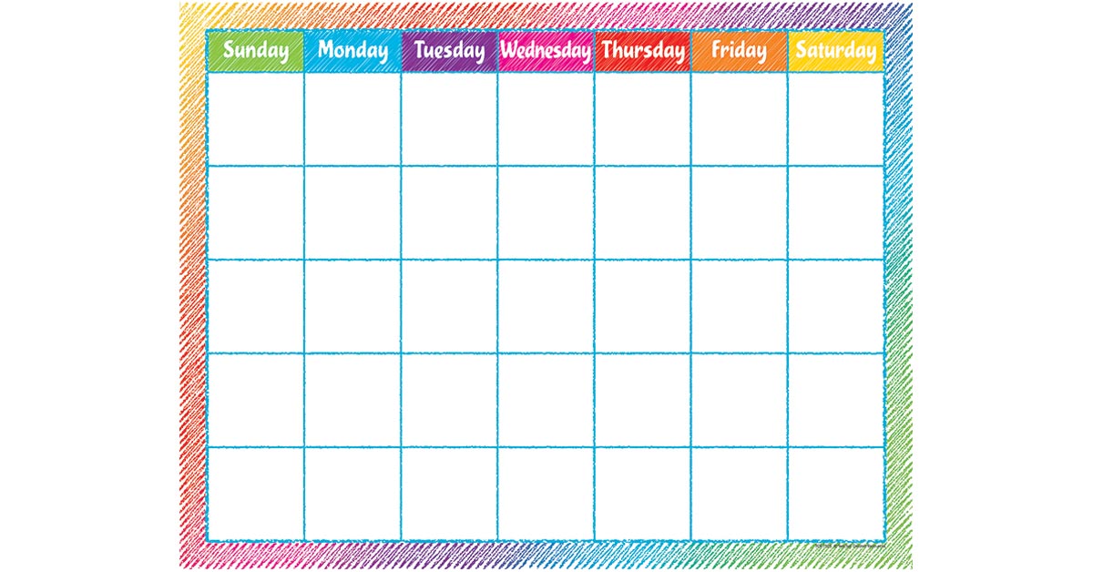 Colorful Scribble Calendar Chart TCR7525 Teacher Created Resources