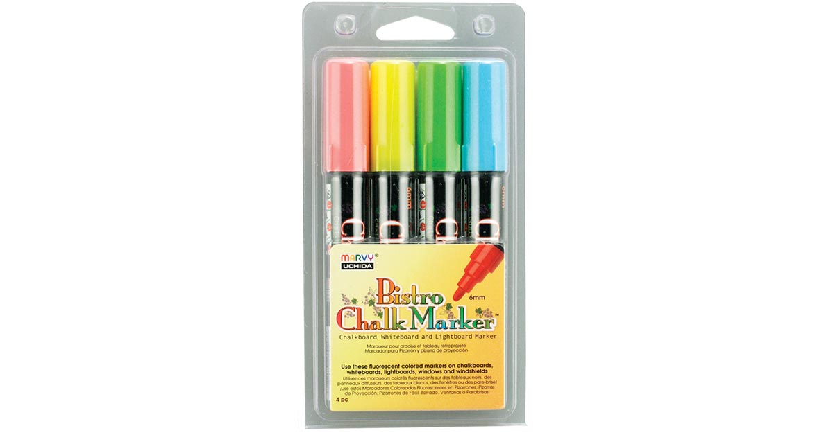 Marvy Uchida Fluorescent Broad Point Tip Bistro Chalk Markers