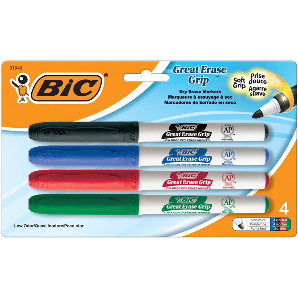 Bic Great Erase Dry Erase Marker, Black, Fine Point - 12 count