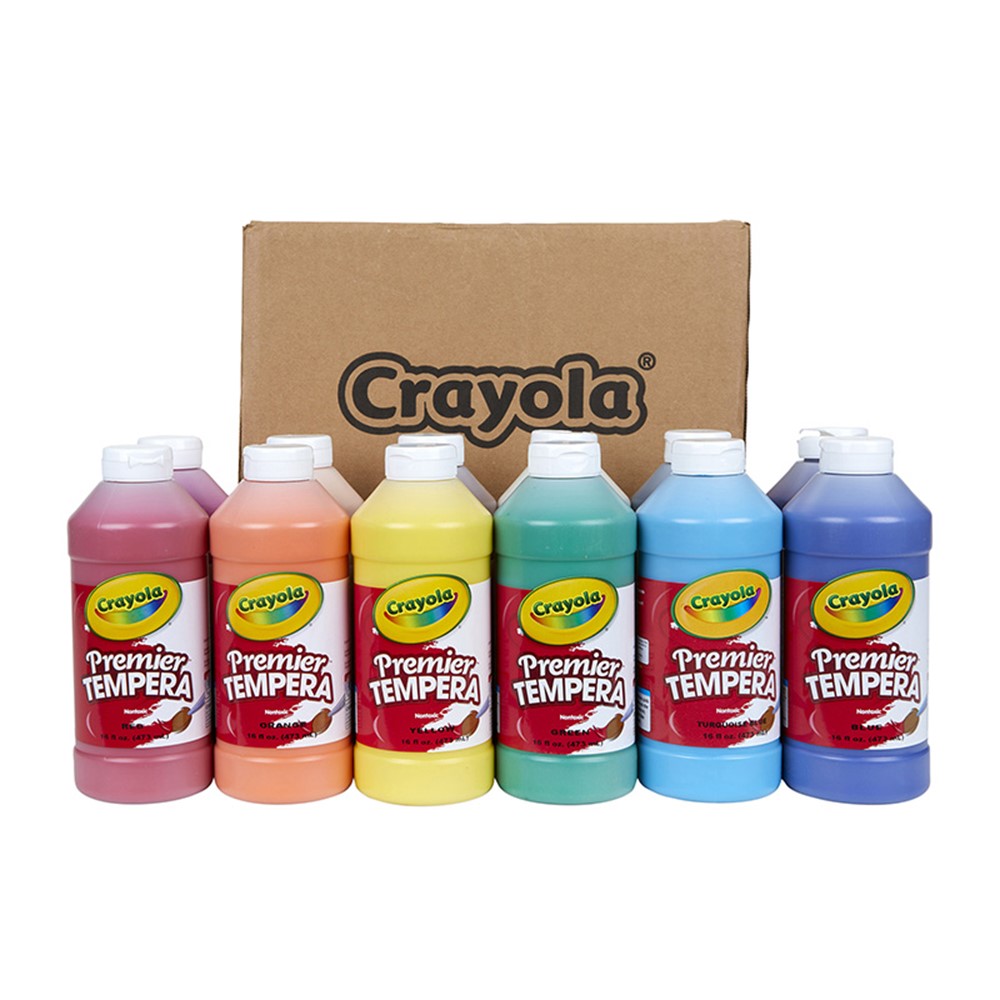 Crayola Washable Paint, Assorted, 16 oz, 12 per Set