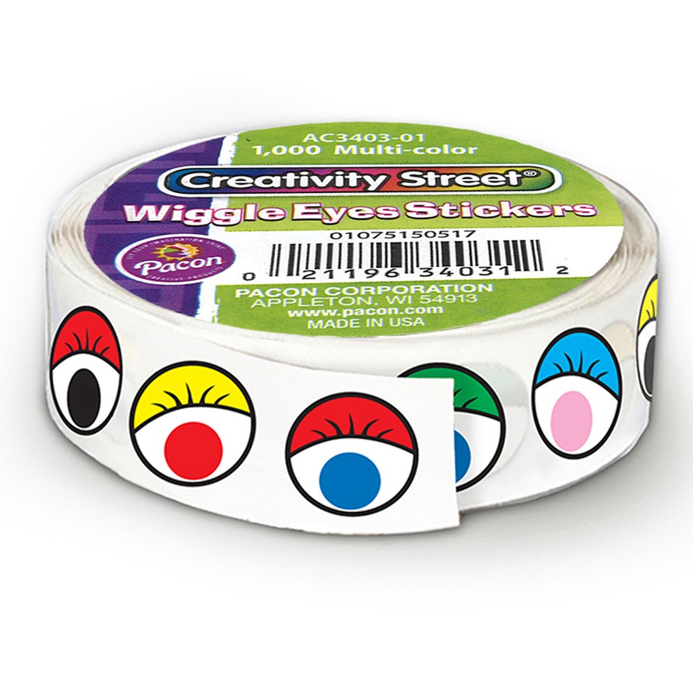 Colorations Black and White Googly Eye Stickers - 1000 Pieces