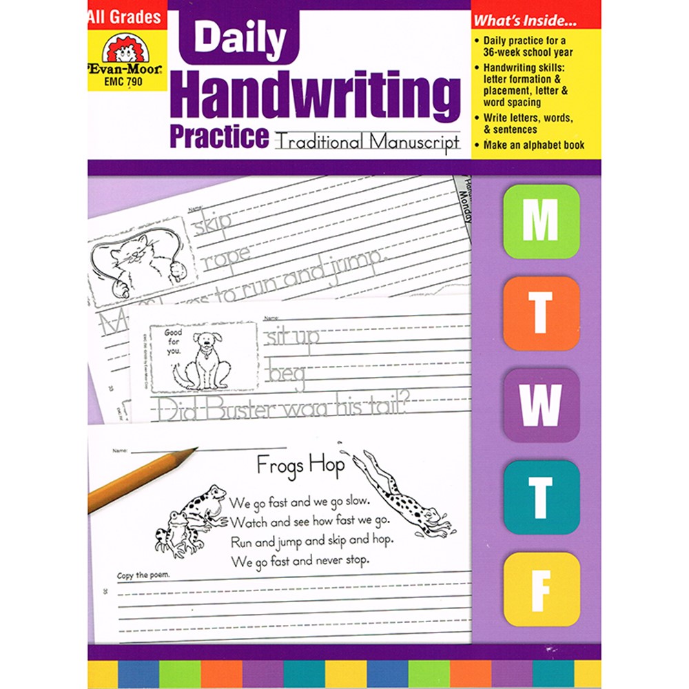 Handwriting　Handwriting　Evan-Moor　Daily　EMC790　Manuscript　Traditional　Book:　Practice　Skills