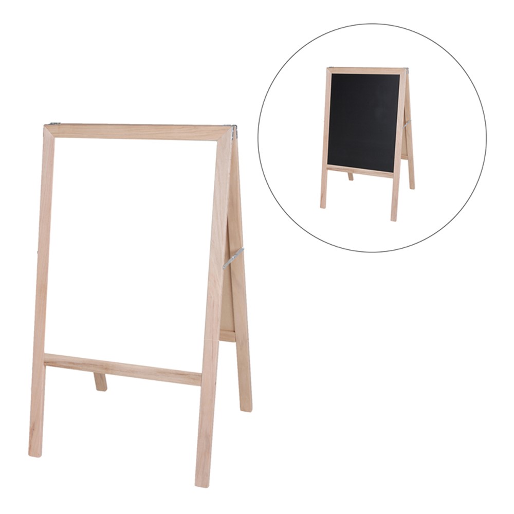 Natural White Dry-Erase/Black Chalkboard Marquee Easel, 42
