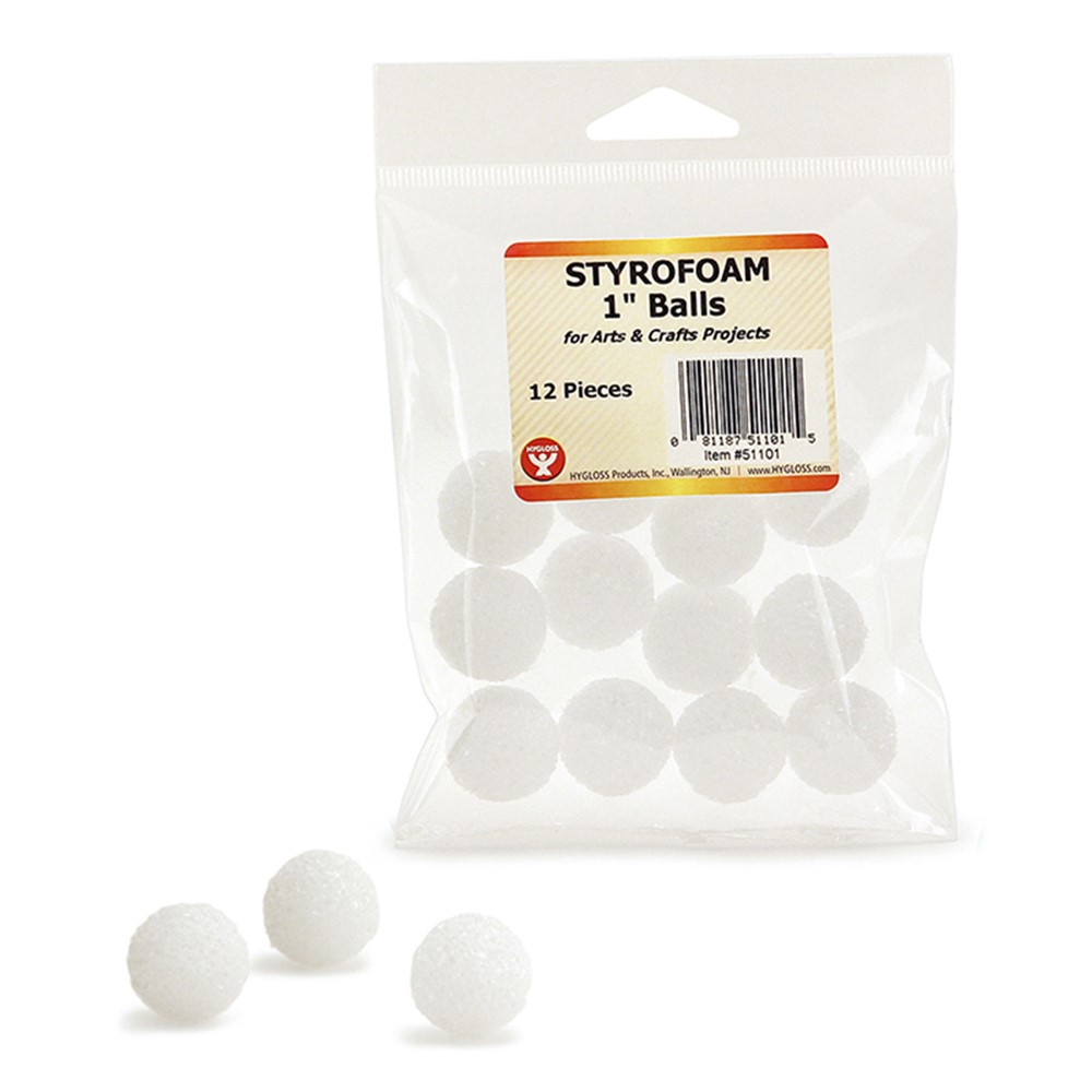 Styrofoam, 1 Balls, Pack of 12 - HYG51101, Hygloss Products Inc.