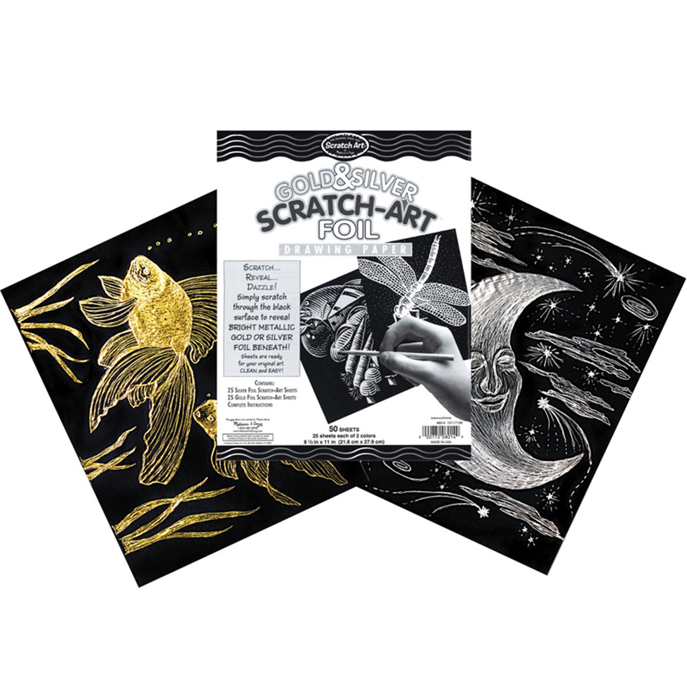 Scratch Art Paper Gold & Silver Foil (50 Sheets)