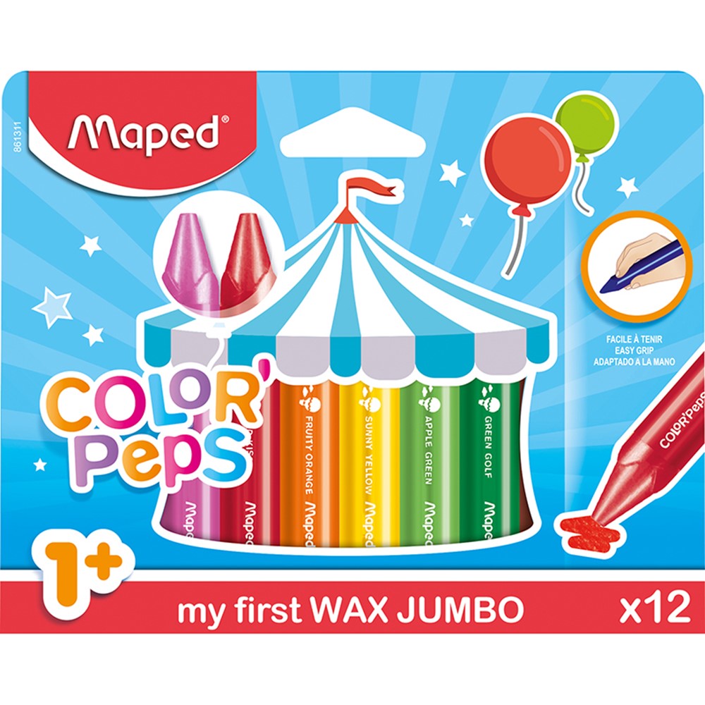 Maped Color'Peps My First Jumbo Triangular Wax Crayons, Pack of 12