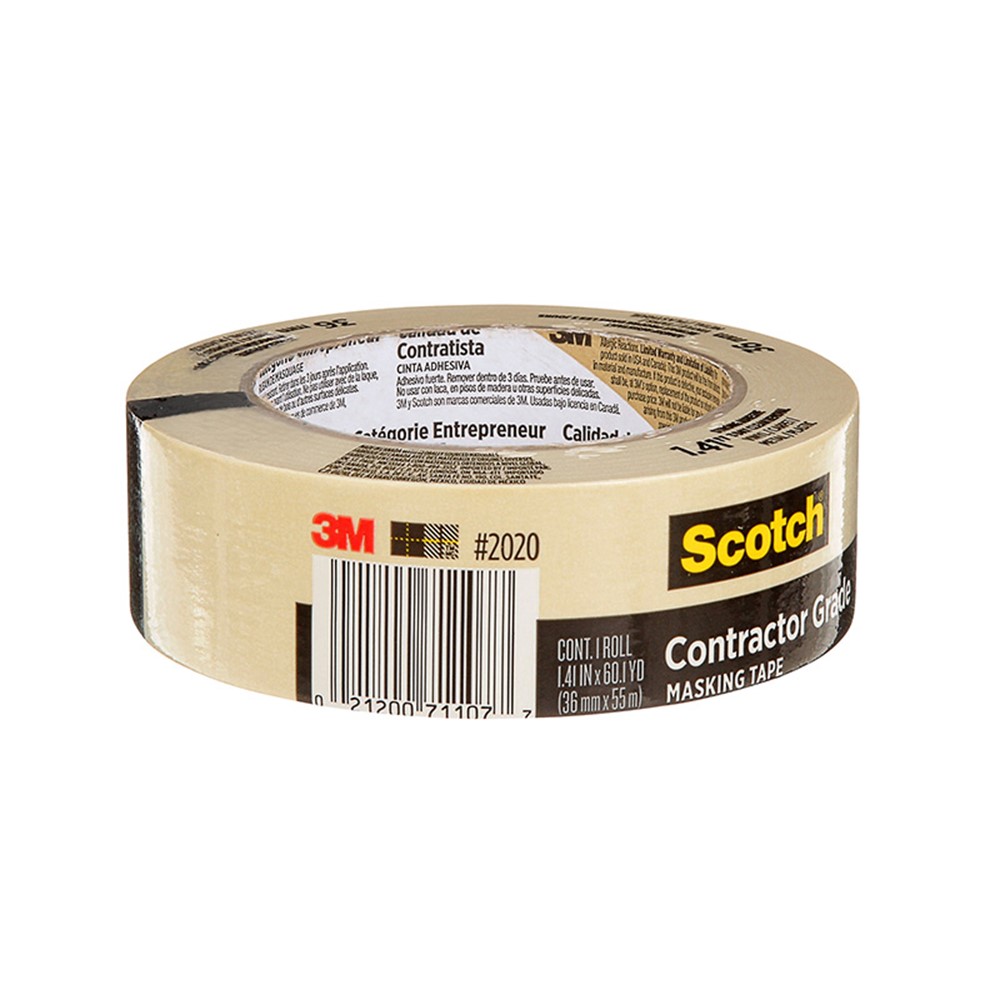 3M Scotch Contractor Grade General Purpose Masking Tape, Beige, 1.41-in x  60-yd