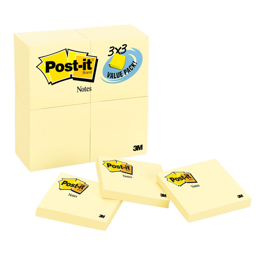 Post-It Notes Value Pack, 1.5 in x 2 in, Canary Yellow, 24 Pads