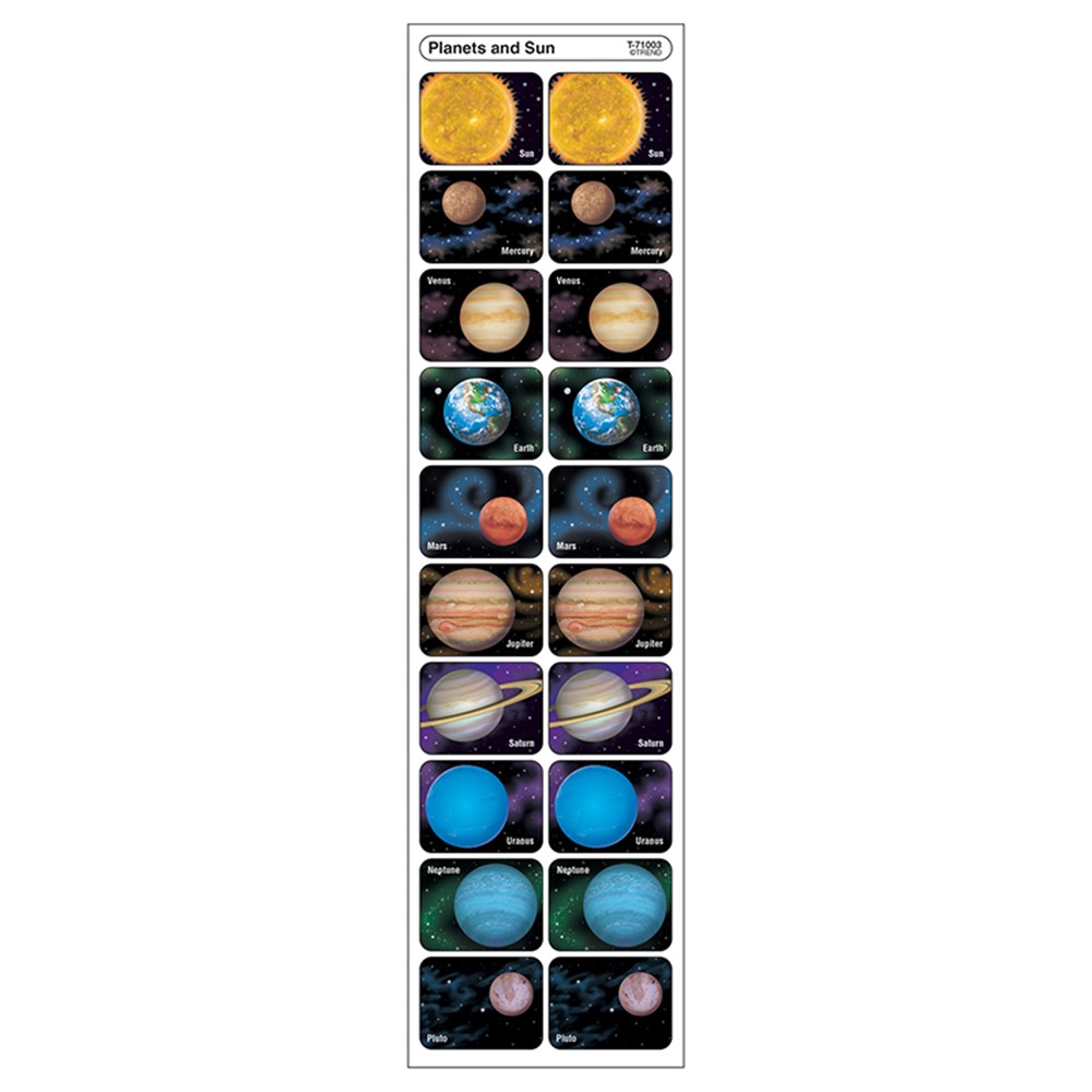 T-71003 100 ct Trend Enterprises Inc Planets and Sun Applause Stickers 