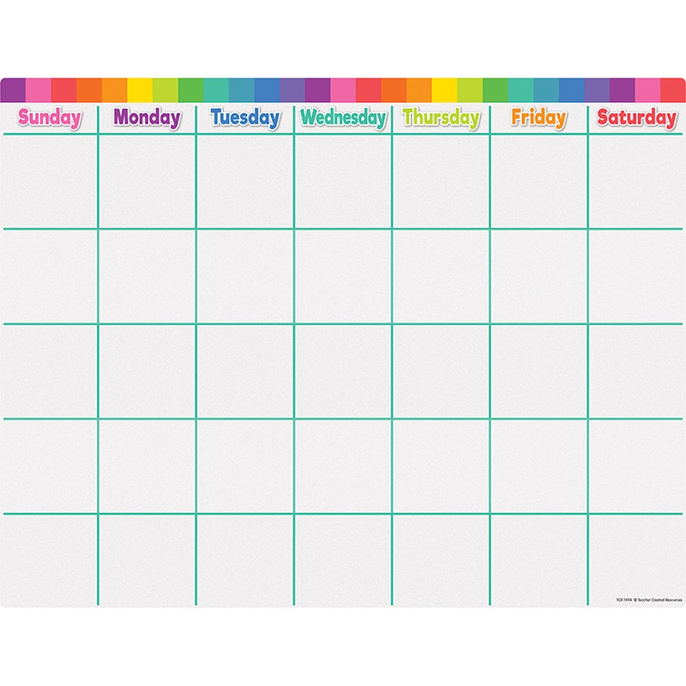 Colorful Calendar WriteOn/WipeOff Chart TCR7494 Teacher Created