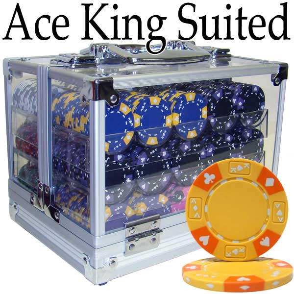 New 600 Ace Casino 14g Clay Poker Chips Set with Acrylic Case Pick Chips! 
