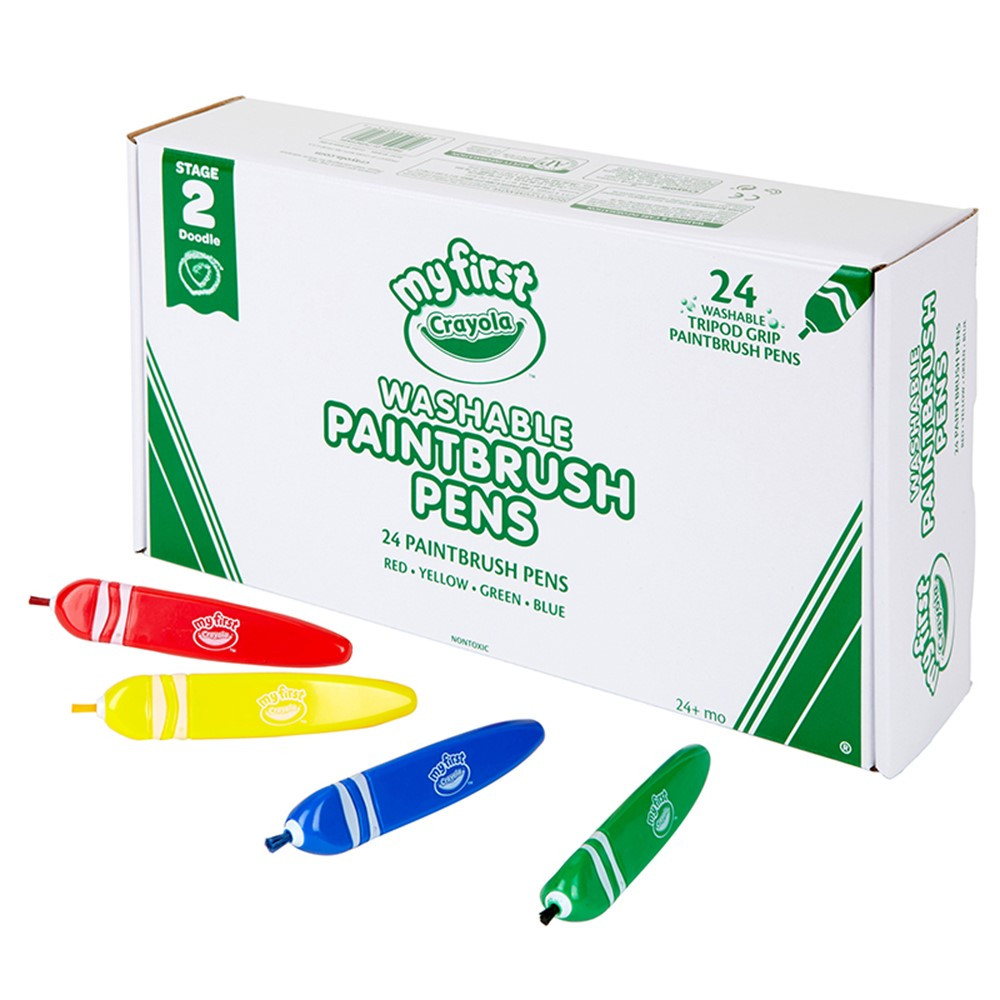 Beginner Paint Brushes, Preschool Brush Set, 6 to 8 long, 24