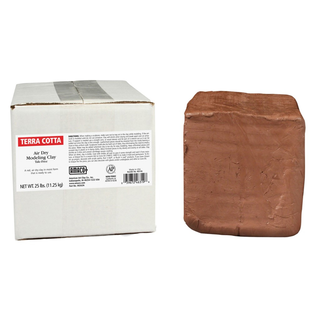AMA46319S - Amaco Air Dry Clay Terra Cotta 25Lb in Clay & Clay Tools