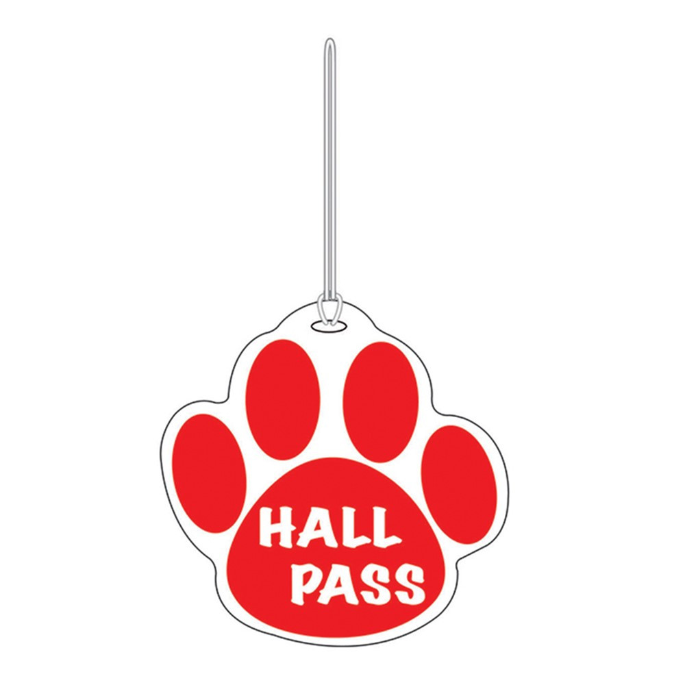ASH10353 - Red Paw Hall Pass 4 X 4 in Hall Passes