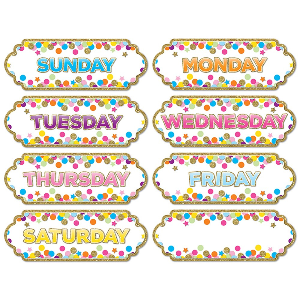 ASH19006 - Magnetic Confetti Days The Week in Name Plates