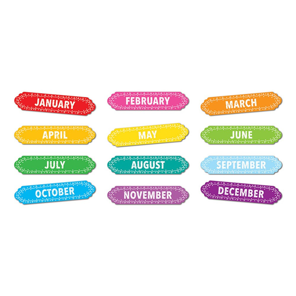 Magnetic Die-Cut Timesavers & Labels, Months of the Year, Chalk Loops, 12 Pieces - ASH19022 | Ashley Productions | Calendars