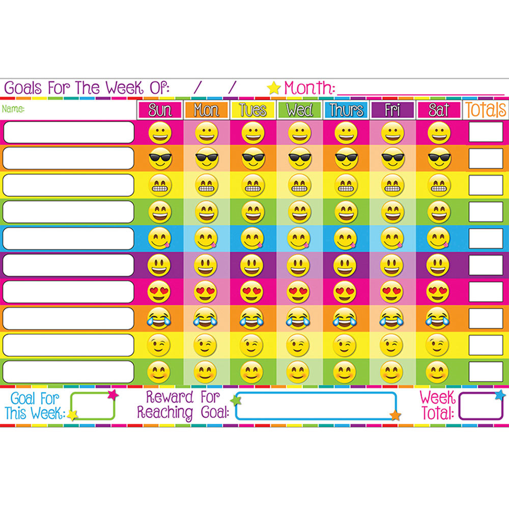 ASH91014 - Emoji Goals 13X19 Smart Poly Chart in Classroom Theme