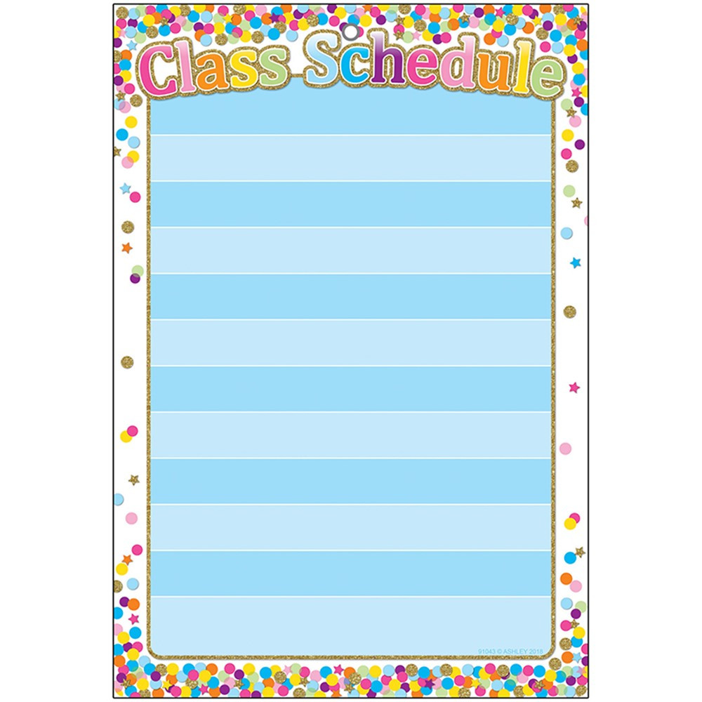 ASH91043 - Smart Confetti Class Schedule Chart Dry-Erase Surface in Classroom Theme