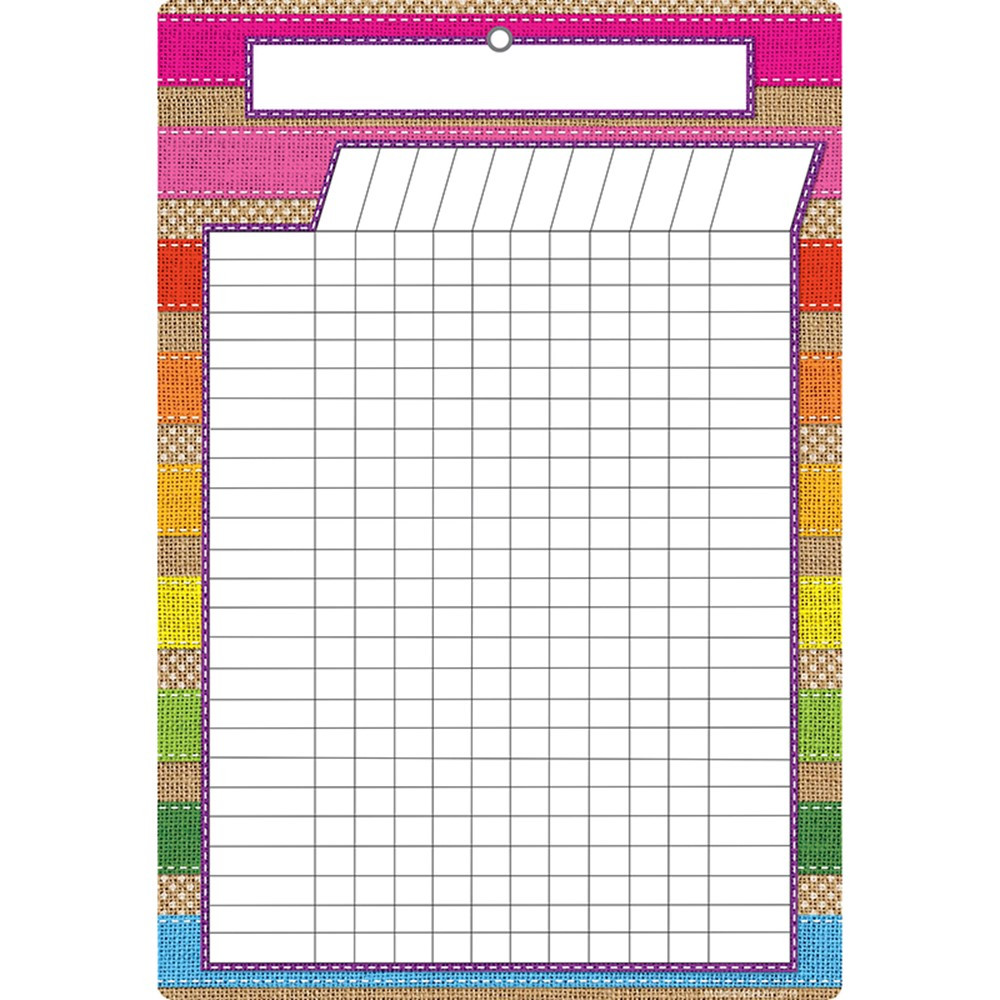ASH91054 - Smart Burlap Stitched Incentive Chart Dry-Erase Surface in Classroom Theme