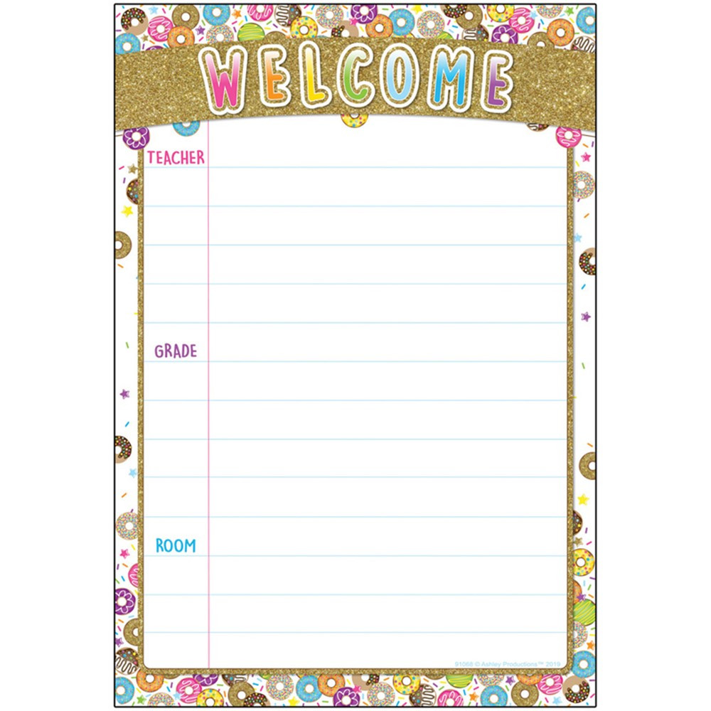 Smart Poly Chart, DonutFetti Welcome, 13 x 19" - ASH91068 | Ashley Productions | Classroom Theme"