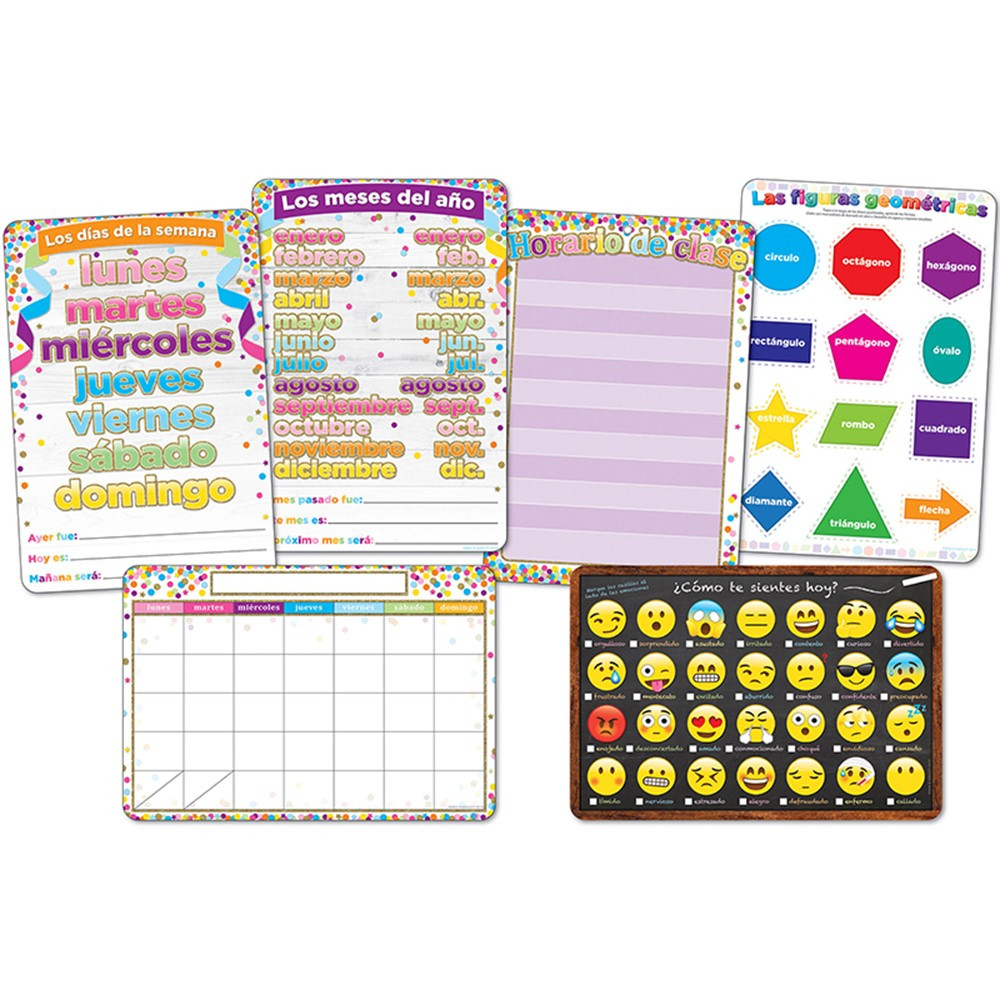 ASH91202 - 6Pk Spanish Classroom Charts Smart Poly in Multilingual