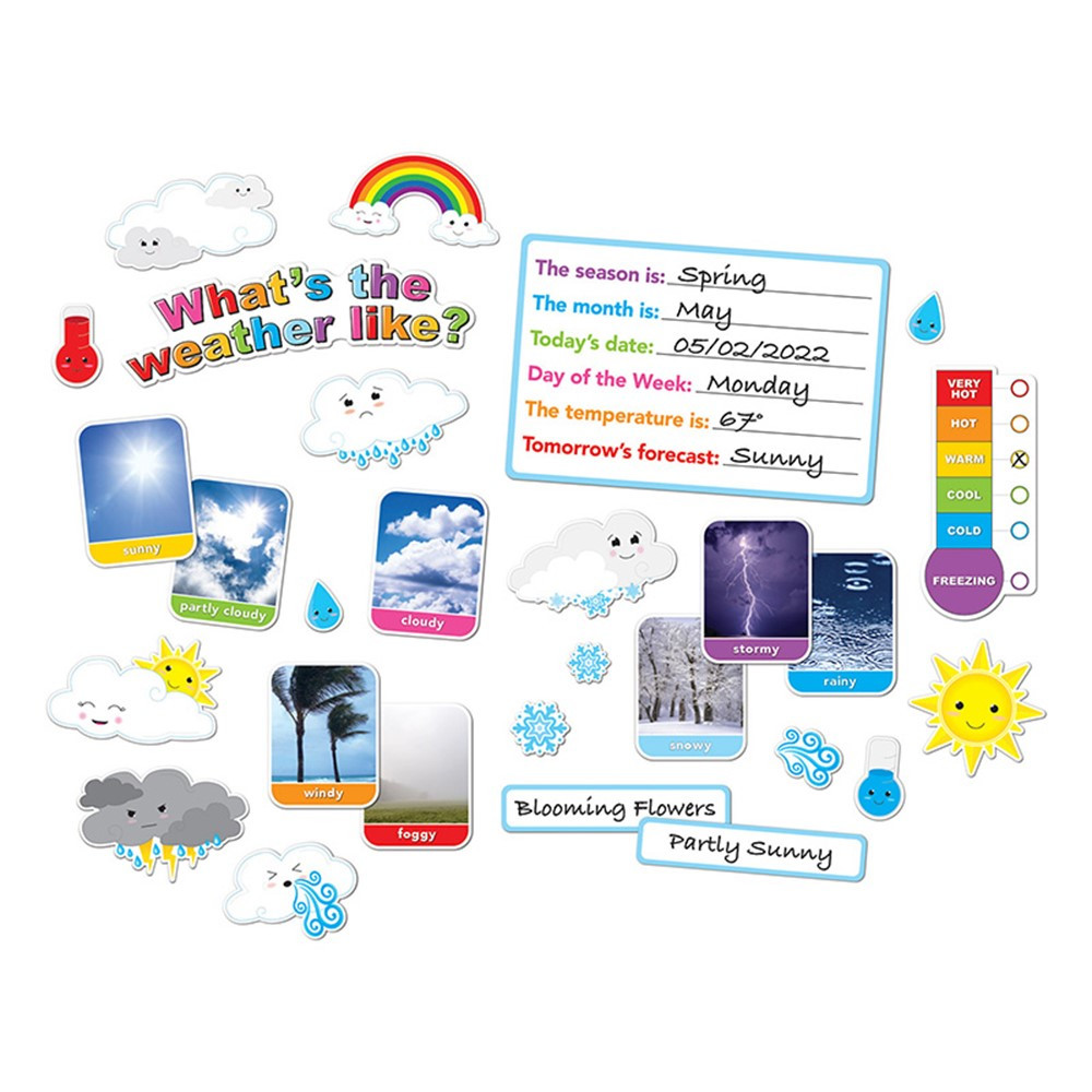 Smart Poly Mini Bulletin Board Set, Weather, 30 Piece Set - ASH96008 | Ashley Productions | Science