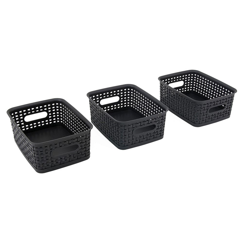 Black Plastic Weave Bins, Small, Pack of 3 - AVT40326 | Advantus | Storage Containers
